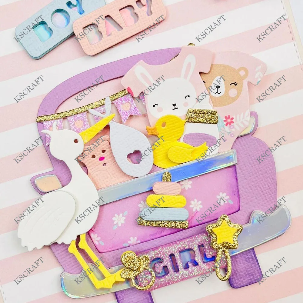 KSCRAFT Truck Baby Add On Metal Cutting Dies Stencils for DIY Scrapbooking Decorative Embossing DIY Paper Cards