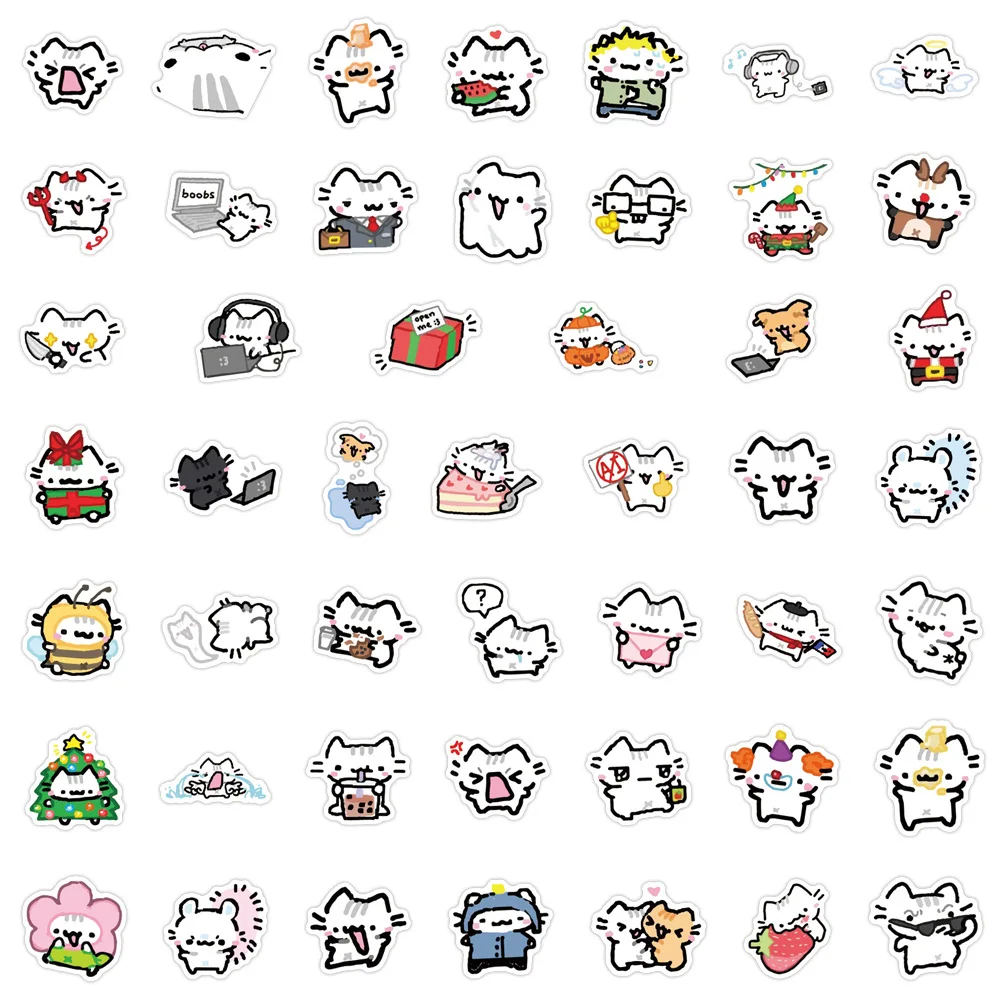 90PCS süße Pokky Katze Aufkleber Kawaii Tier Meme Graffiti Aufkleber Gepäck Laptop Telefon Gitarre Auto Fahrrad Skateboard Aufkleber – Detail 8