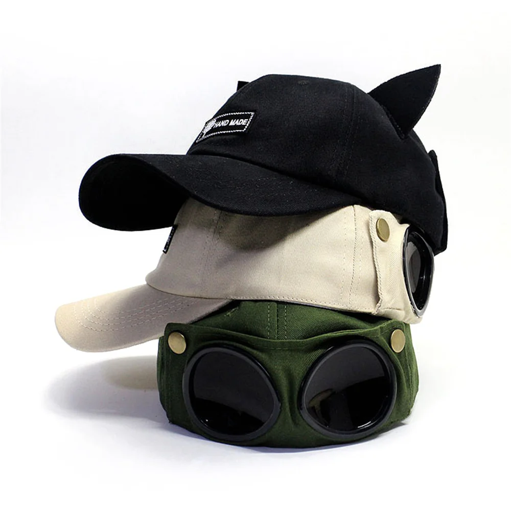 New Aviator Hat Summer Glasses Baseball Cap with Cute Ears