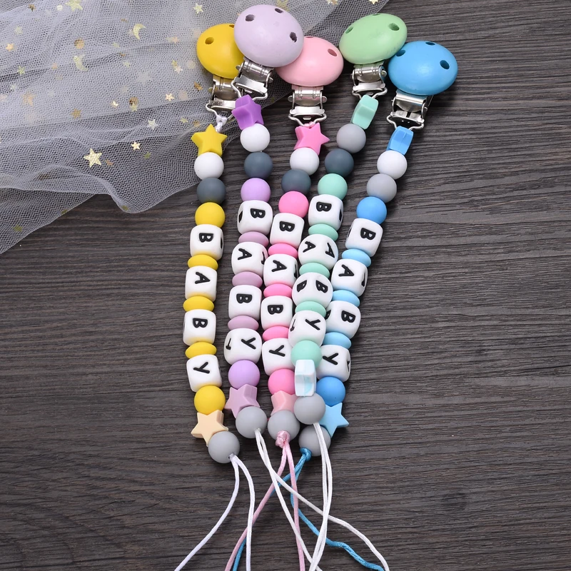 Baby Pacifier Silicone Pacifier Pacifier Clip Pacifier Chain Pacifier Set Handmade Teether Pacifier Chain Silicone Beads Infant Nipple Appease Soother Chain Clips Nipple Clip Personalized Name