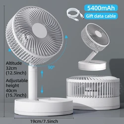 Enhanced Portable Oscillating Desk Fan - 8-Inch USB Rechargeable with 4-Speed Airflow, Foldable Design (Oscillate-white)