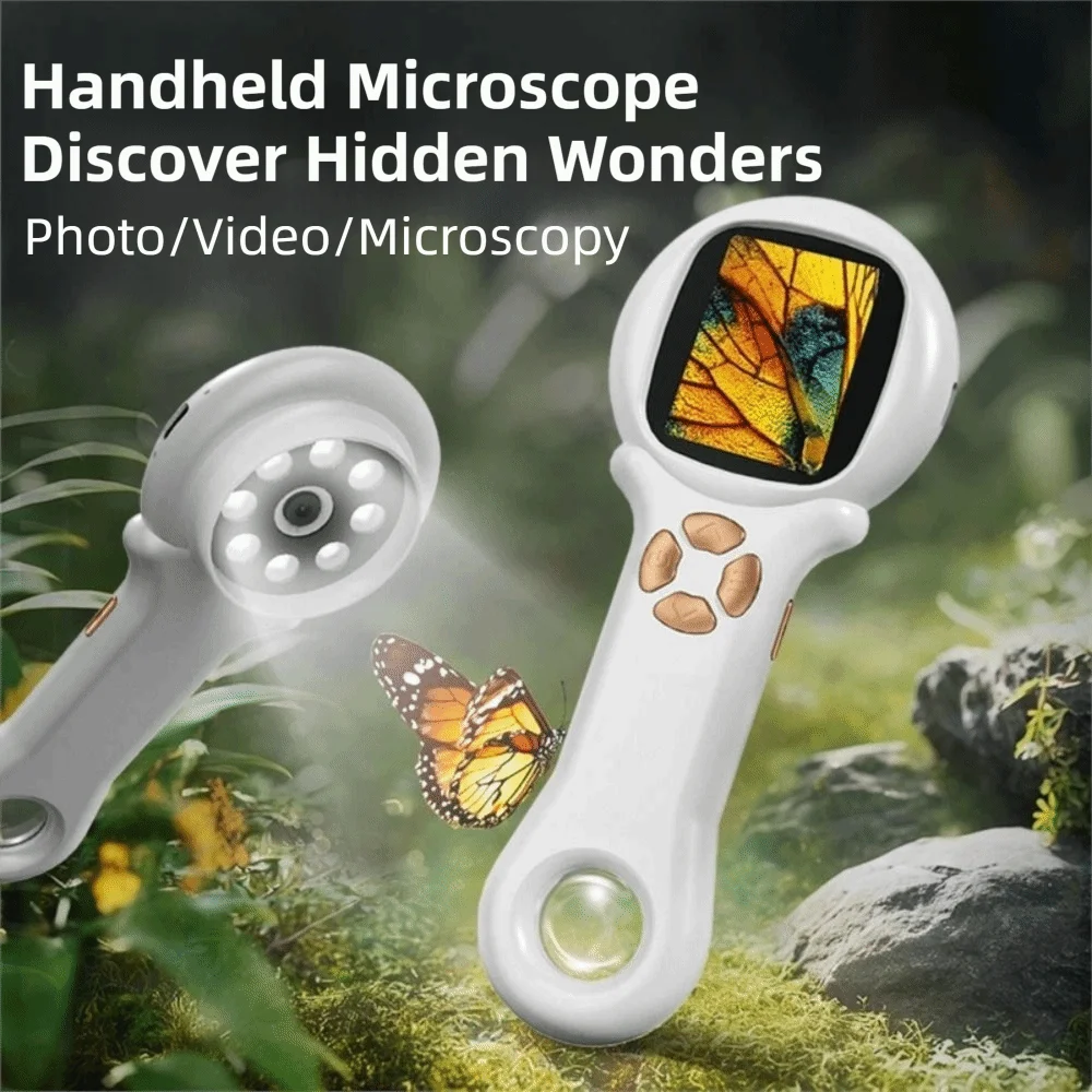 Microscopio Digitale per Bambini con Schermo IPS da 2 Pollici, Microscopio Portatile HD per Bambini, Microscopio Tascabile con Zoom 500x - immagine 3