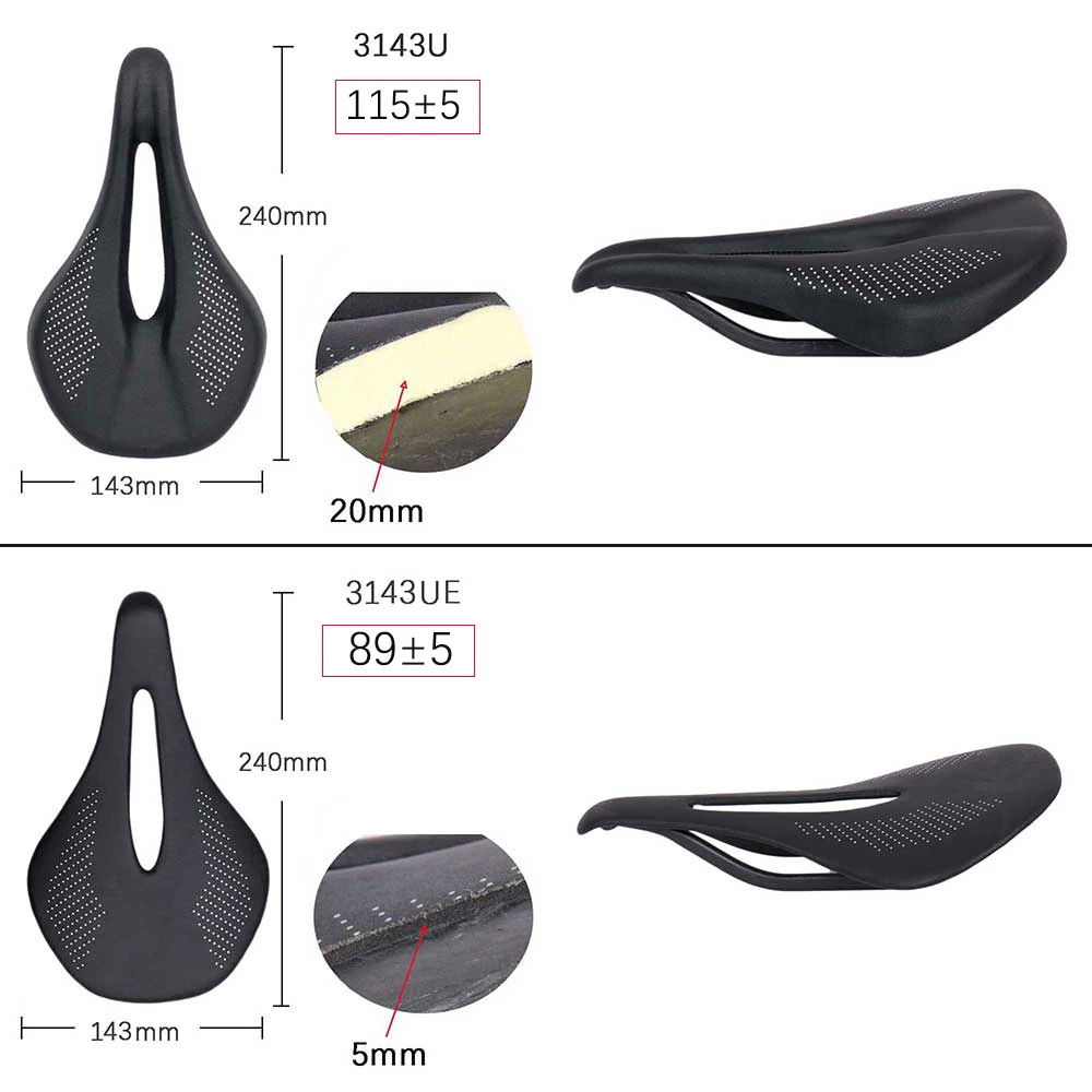 ELITAONE MTB Carbon Sattel Super Light 89g Rennrad Sättel 240x143/155mm UD Bare Carbon Finish Fahrradsitz – Detail 4