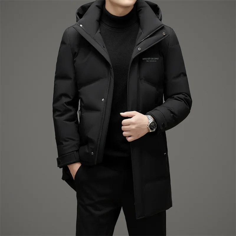 Chaqueta de plumón para hombre, ropa de diseñador de lujo rellena de plumón de pato, chaqueta de invierno 2024, ropa larga, gruesa y resistente al frío, informal