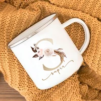 Floral Print Mugs Custom Name Coffee Juice Cups Wedding Bachelor Party Wine Cup Bridesmaid Bride Valentine's Day Christmas Gifts 4