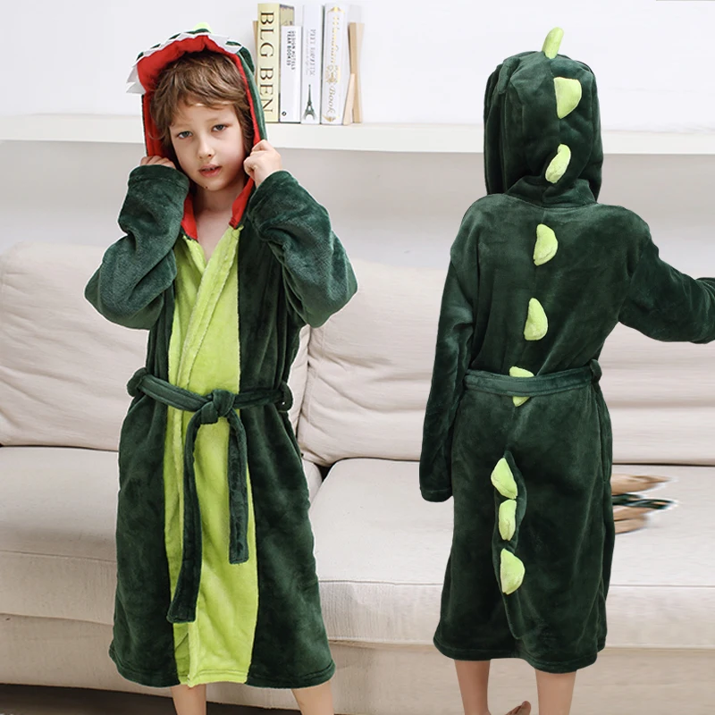 top Sleepwear & Robes Winter Kigurumi Unicorn Dinosaur Hooded Baby Bathrobes Baby Bathrobe Animal For Boys Girls Pajamas Nightgown Kids Pajamas pajama sets cheap Sleepwear & Robes