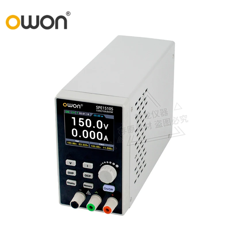 OWON SPE15054 SPE15105 SPE30054/55 프로그래밍 가능 DC 전원 공급 장치 150V 300V 500W 2.8인치 LCD 실시간 전압/전류 곡선 디스플레이
