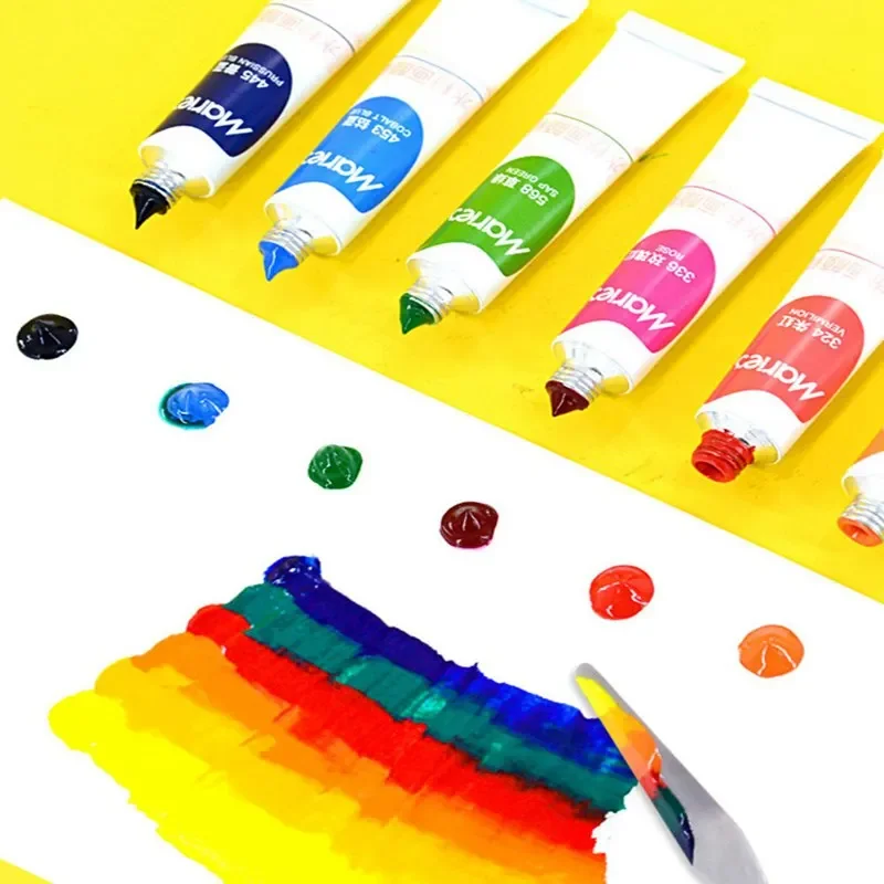 Maries 과슈물감 튜브 세트 초보자용 무독성 세척 가능 구아슈 안료, 그림 그리기, 어린이 미술 용품, 12ml