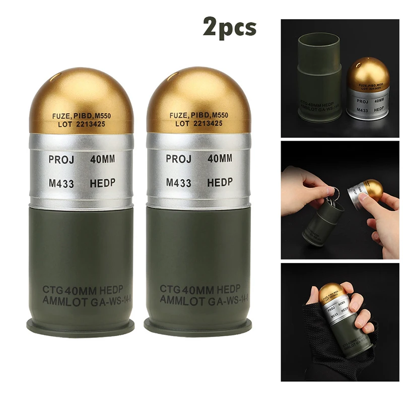 40mm Grenade Replica Collectible Toy with Mini Storage Case and Airsoft Display Decor
