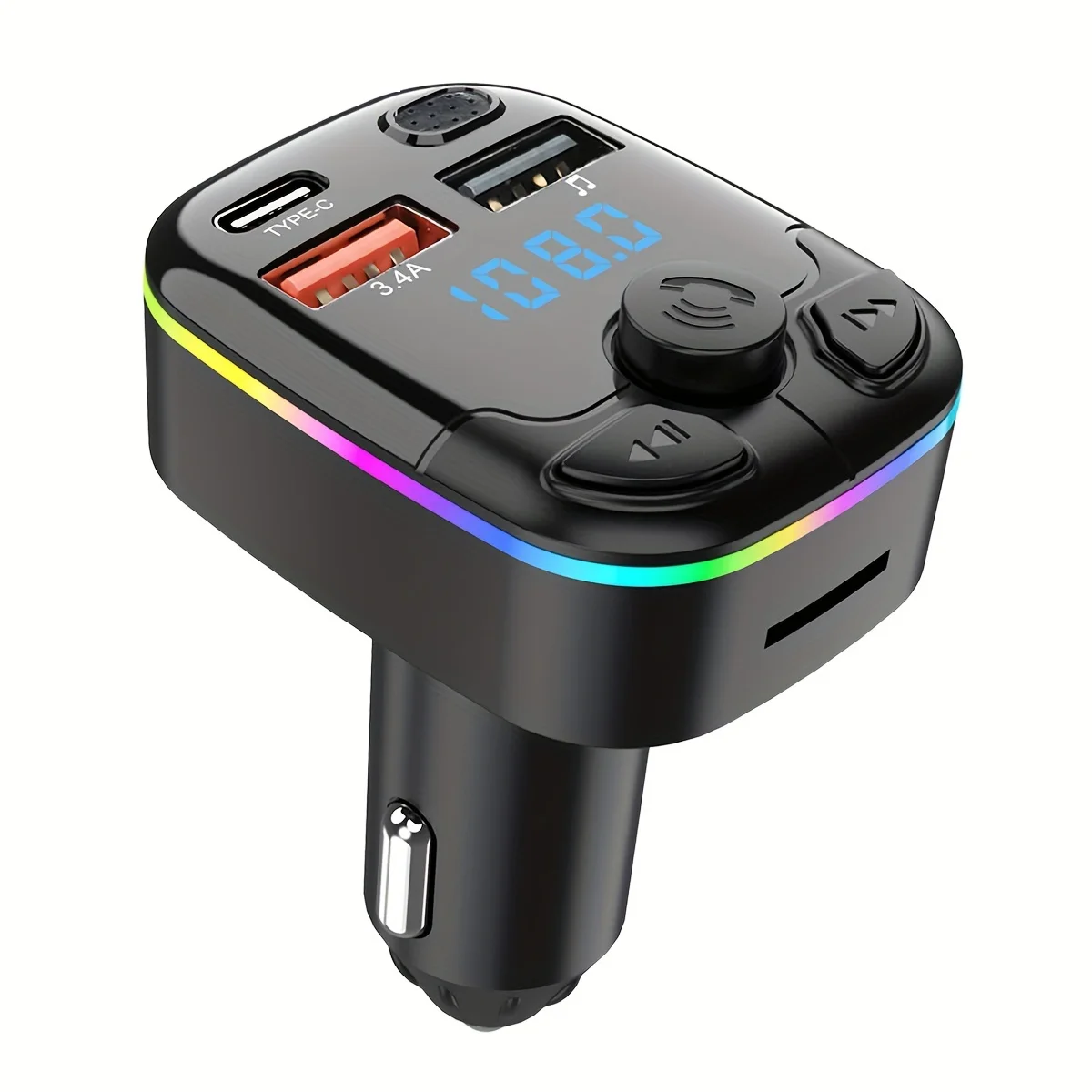car charger fm transmitter 1pc Bluetooth 5.0 Car FM Transmitter PD Type-C Dual USB Ambient Player MP3 Charger Type-C Wireless Light 18W Handsfree PD QC3.0