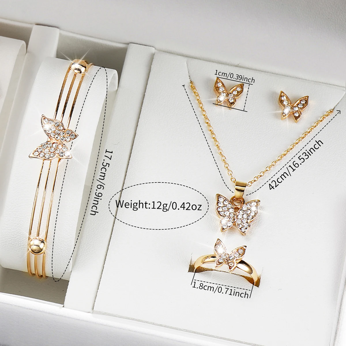 6PCS/Set Fashion Women's Watch Gold Steel Band Quartz Watches Butterfly Jewelry Set（Without Box） 5