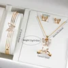 6PCS/Set Fashion Women's Watch Gold Steel Band Quartz Watches Butterfly Jewelry Set（Without Box） 5