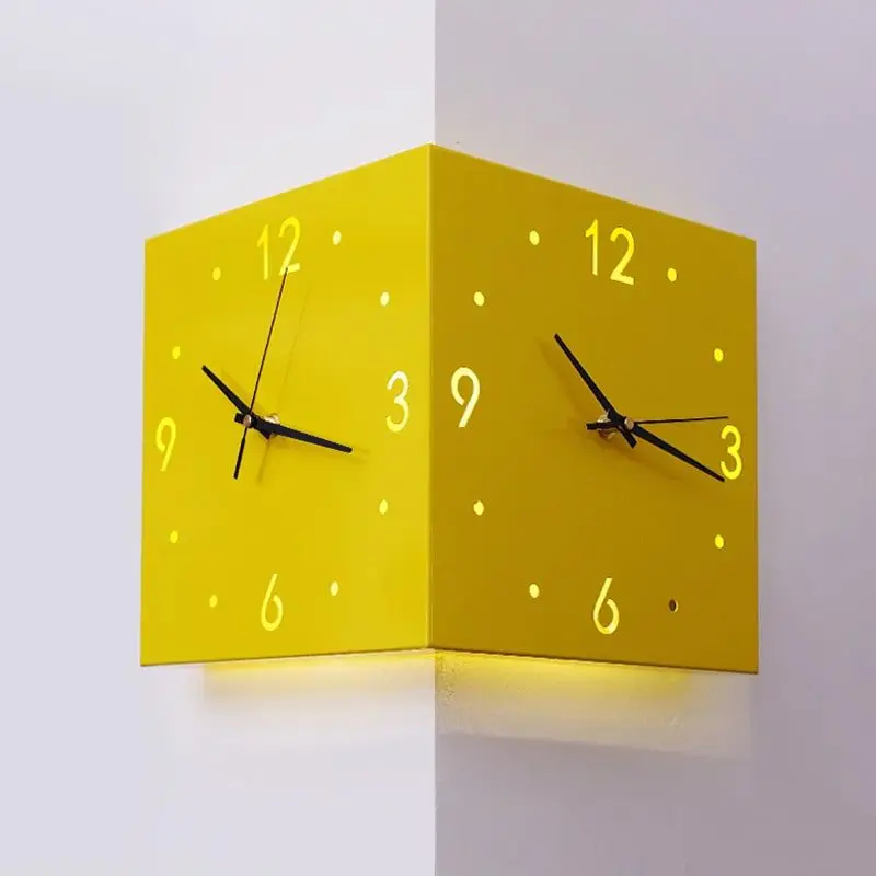

Automatic Induction 3D Double-Sided Corner Wall Clock Living Room Home Creative stylish wall clock Modern Minimalist Clock