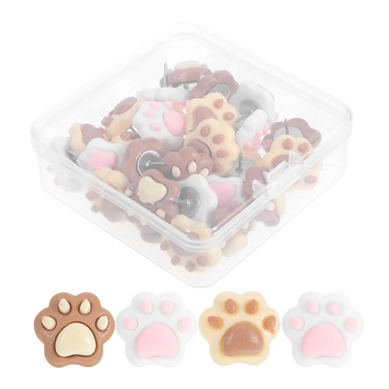 30Pcs 개 발 모양의 귀여운 동물 푸시 핀 여성용 책상 액세서리 장식 사무용품 코르크 보드 게시판