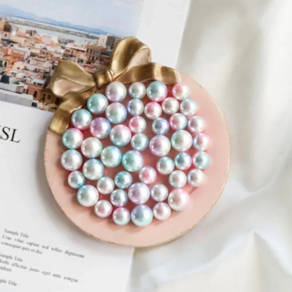 200Pcs/Pack Mermaid Pearl Round Mix Size Colorful Perforated Birthday Party Design Art Bead Clothing Jewelry Accessories Decor