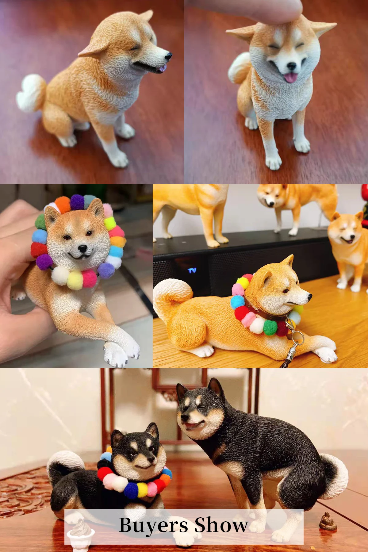 zu姫。:°ஐ♡*！ JXK 1/6 Sitting Smile Shiba Inu Model Figure Pet Animal Toy
