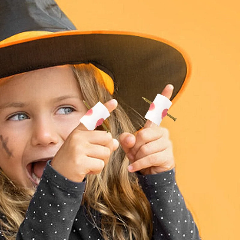 5pcs Halloween Fake Nail Through Finger Prank Toys Scary Magic Toy Funny Bloody Nail Bandage April Fool's Day Trick Joke Toy