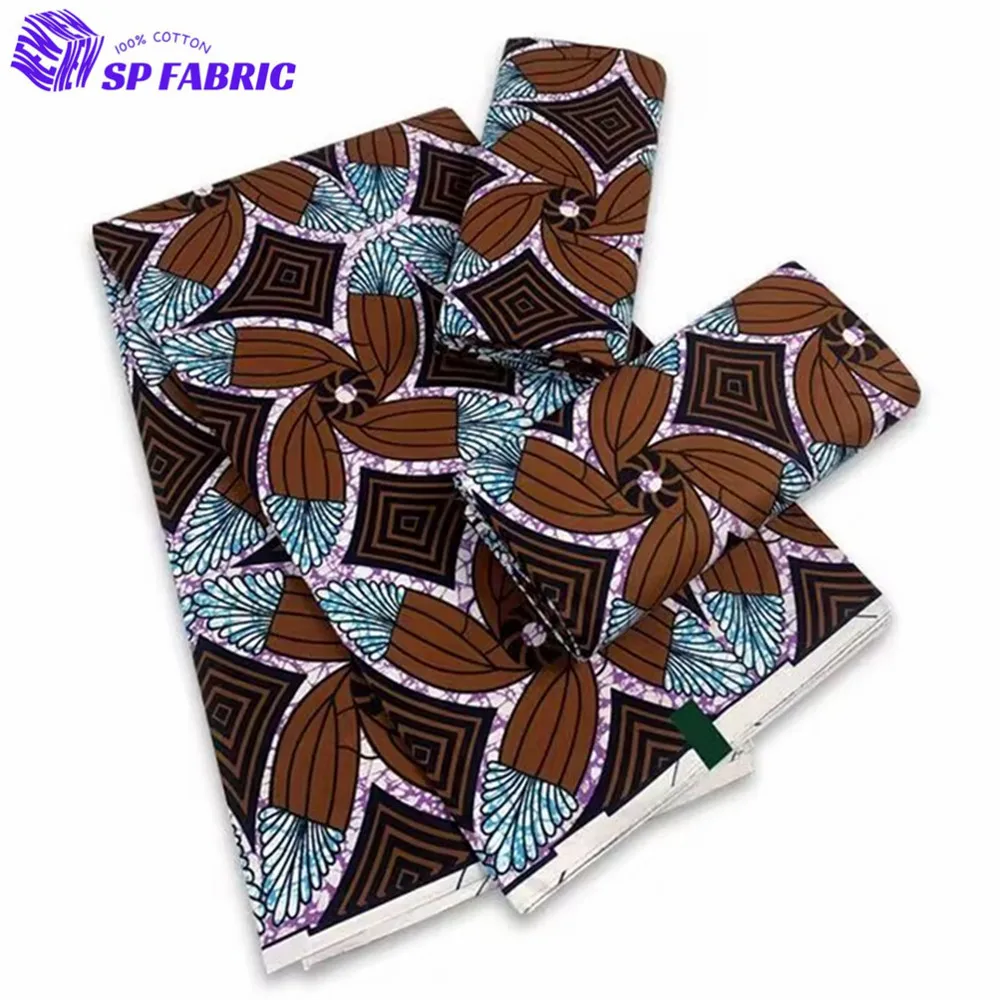 

African Wax Fabric 100% Original Super Fabric 6yards Nigerian Fabric Ankara Block Prints Batik Dutch Fabric For Wedding VL-175