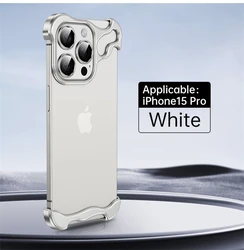 Sleek Luxury Metal Borderless Phone Case with Shockproof Aluminum Back Cover - iPhone 13 (Silver)