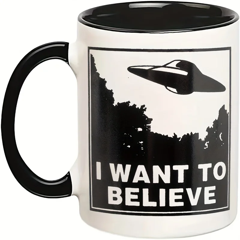 

11 oz Ceramic UFO Mug - Perfect for Coffee, Tea, and Alien Lovers - Double-Sided Design for Unique Gift Idea