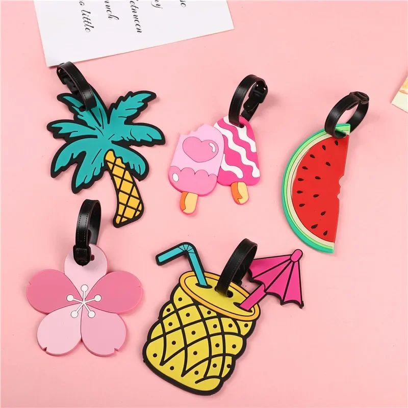 

Women Men Silica Gel Luggage Tags Fruit Cartoon Suitcase ID Address Label Holder Baggage Boarding Tags Travel Accessories