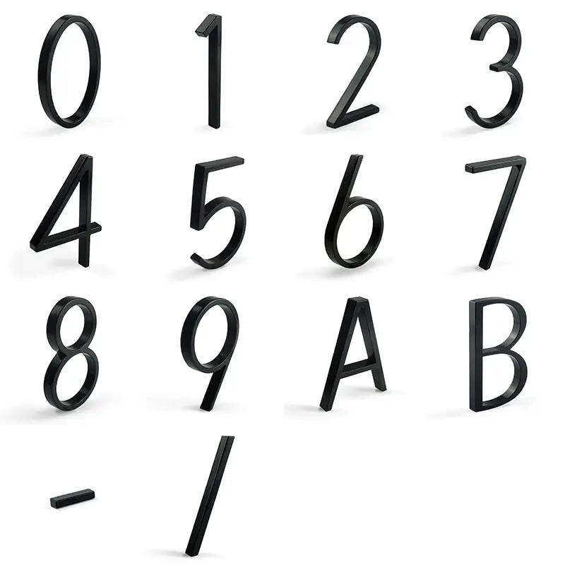 1pc 125mm Floating House Number Outdoor 5 inch Black Zinc Alloy Letter Apartment Door Numbers Mailbox Address Sign #0-9 - Image 5