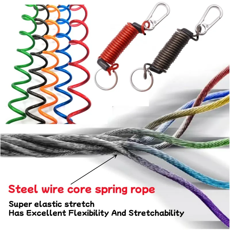 Durable Anti-Loss Steel Wire Spring Keychain with Elastic Telescopic Chain