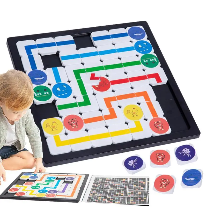 

3 Levels Build-A-Track Brain Teaser Puzzles Road Builder Puzzle Racer For Kids Preschool IQ Toy STEM Activity Language Cognition