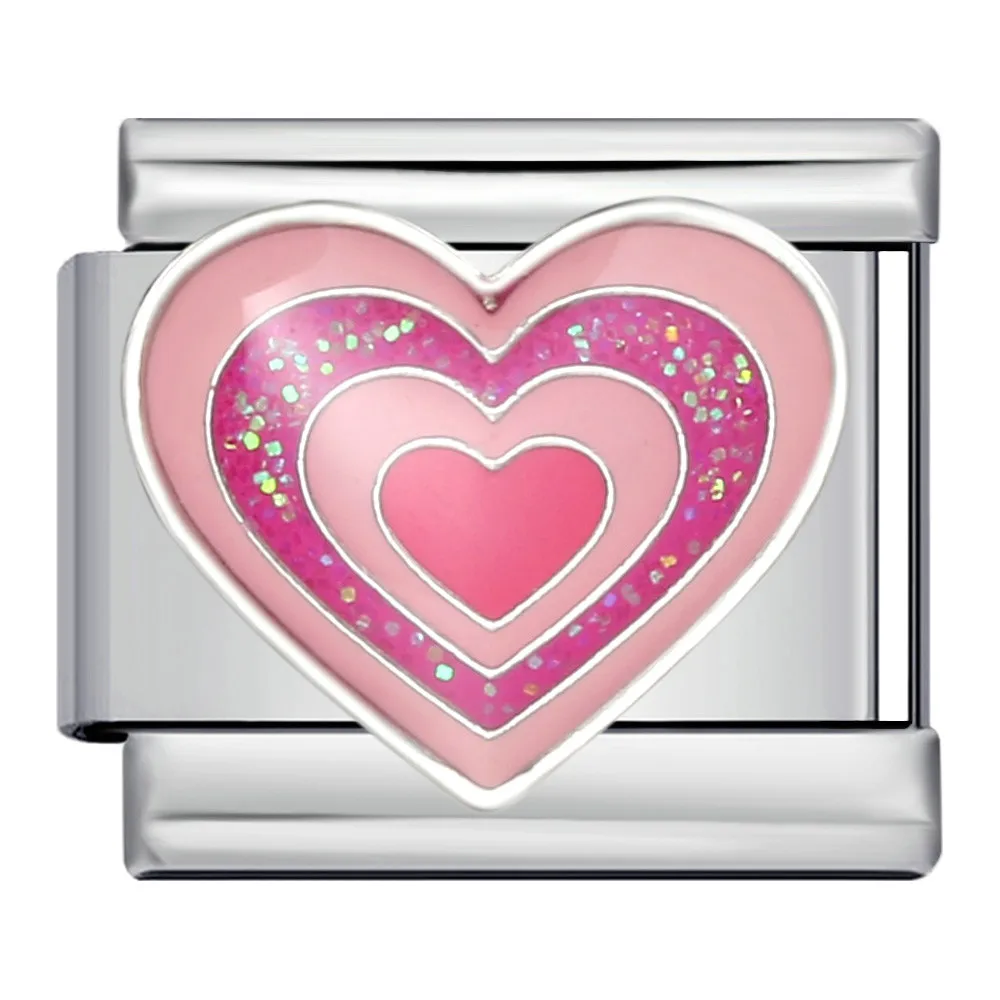 URING Trendige Damen-Schmuckanhänger: Modische Rosa Herz-Lippenstift-Krone, Italienische Charms für 9mm Edelstahl-Armbänder – Detail 3