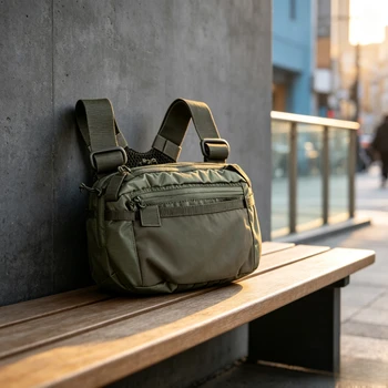 Borsa da petto, marsupio da esterno, borsa da petto per campeggio e corsa, con cerniera, multifunzionale, adatta a tutte le stagioni, adatta per