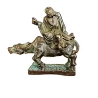 Chinese Lao Tzu Statue Home Decoration Character Sculpture Bronze Lao Tzu Riding Bull Art Sculpture Handicraft Decoration 1