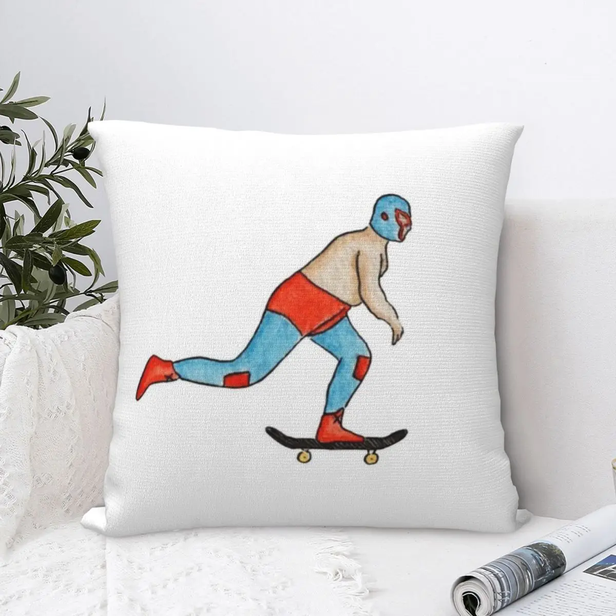 

Nacho Skateboarding Square Pillowcase Polyester Pillow Cover Velvet Cushion Zip Decorative Comfort Throw Pillow For Home Car