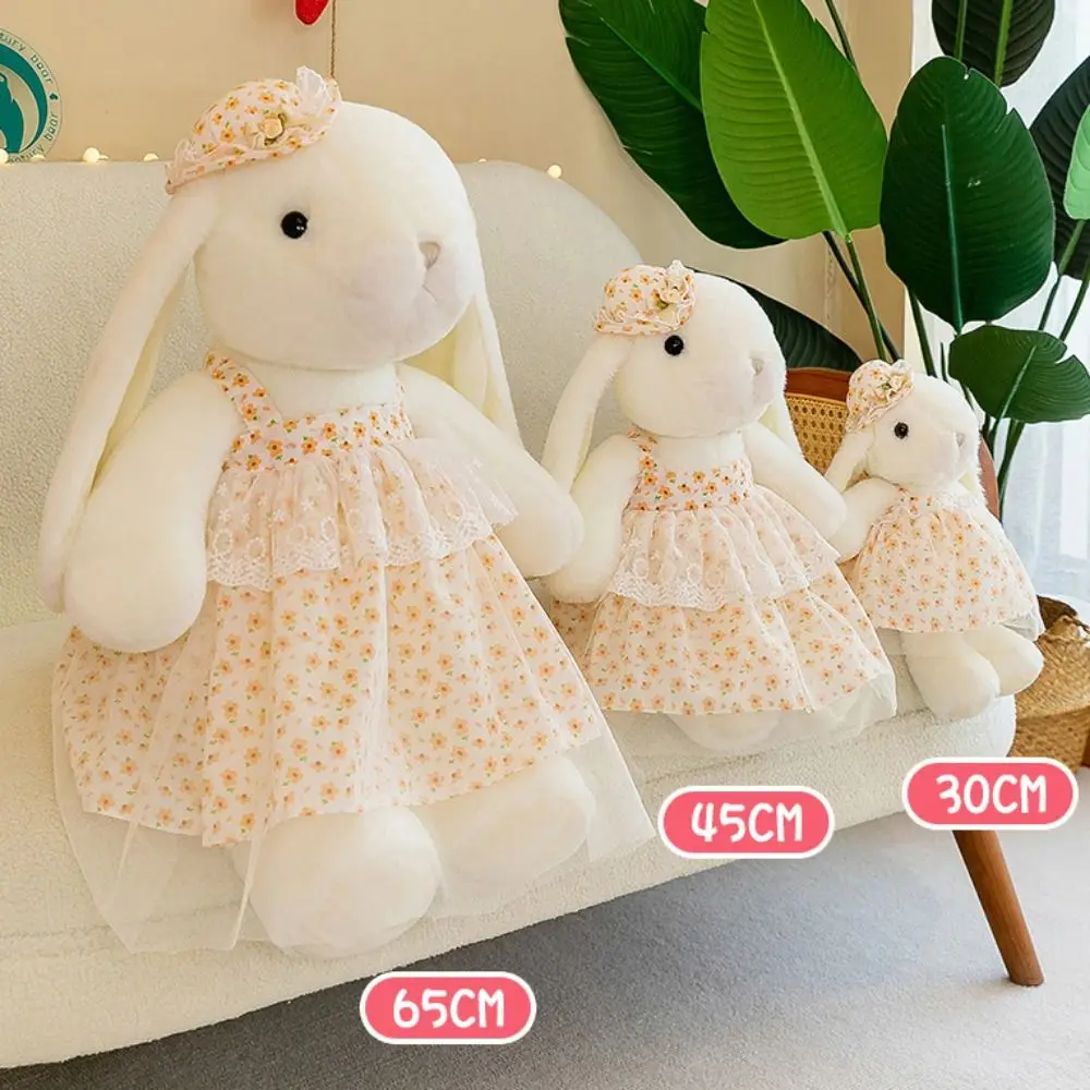 Funny Stuffed Animal Skirt Rabbit Doll Floral Skirt Lop Rabbit Kapok Rabbit Plush Toys Kawaii Soft Bunny Stuffed Doll Friends