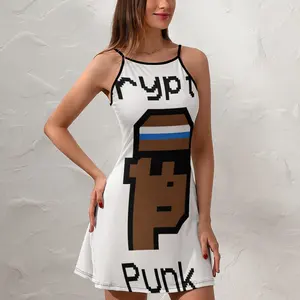 Cryptopunk Art for Sale  Women's Sling Dress Graphic Vintage Exotic Woman's Clothing Graphic  Vacations Strappy Dress