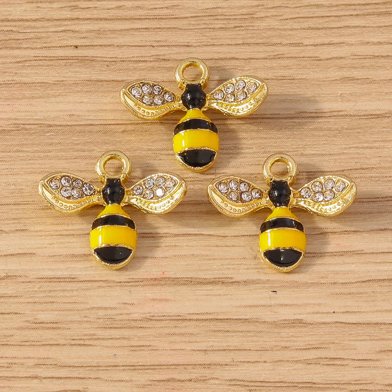 Tusember 10 Stück Niedliche Emaille-Honigbienen Mini-Bienen-Anhänger für Schmuckherstellung Ohrringe Halsketten DIY Armbänder – Detail 23
