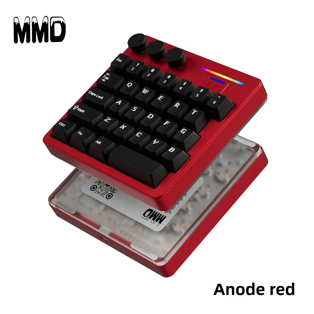(Aluminum) MMD KM29 CNC One Hand Mechanical Keyboard Wireless 3mode Customized VIA QMK Designer Drawing for PS /PR/C4D