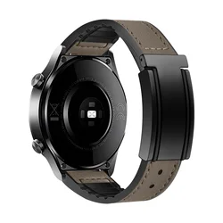 Premium Leather Silicone Magnetic Strap, 22mm Universal Fit for Width 22mm (Dark brown)