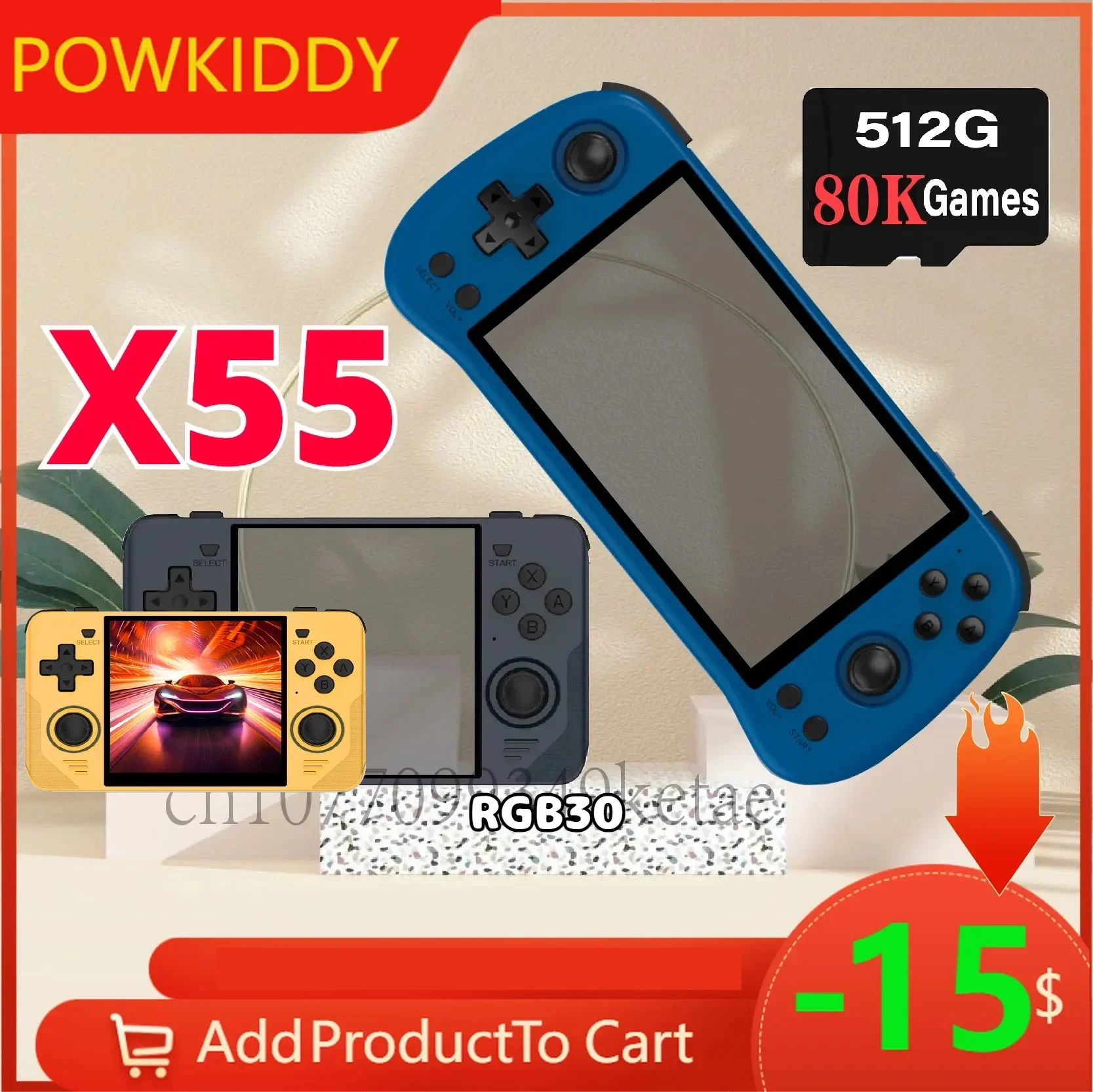 Powkiddy X55 Rgb30 Console Di Gioco Portatili Open Source Touch Ips Screen Psp Hd Tv Out Double Joystick Retro Game Machine Gift