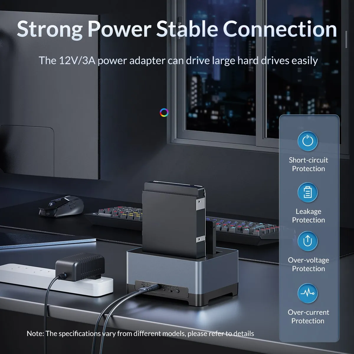 Orico Rgb Hdd Docking Station Tipo-c Alumínio 2.5 3.5 Polegada Hdd Case Rgb Cyberpunk Design 10gbps Velocidade Rápida Baía de Disco Rígido para pc - Imagem 2