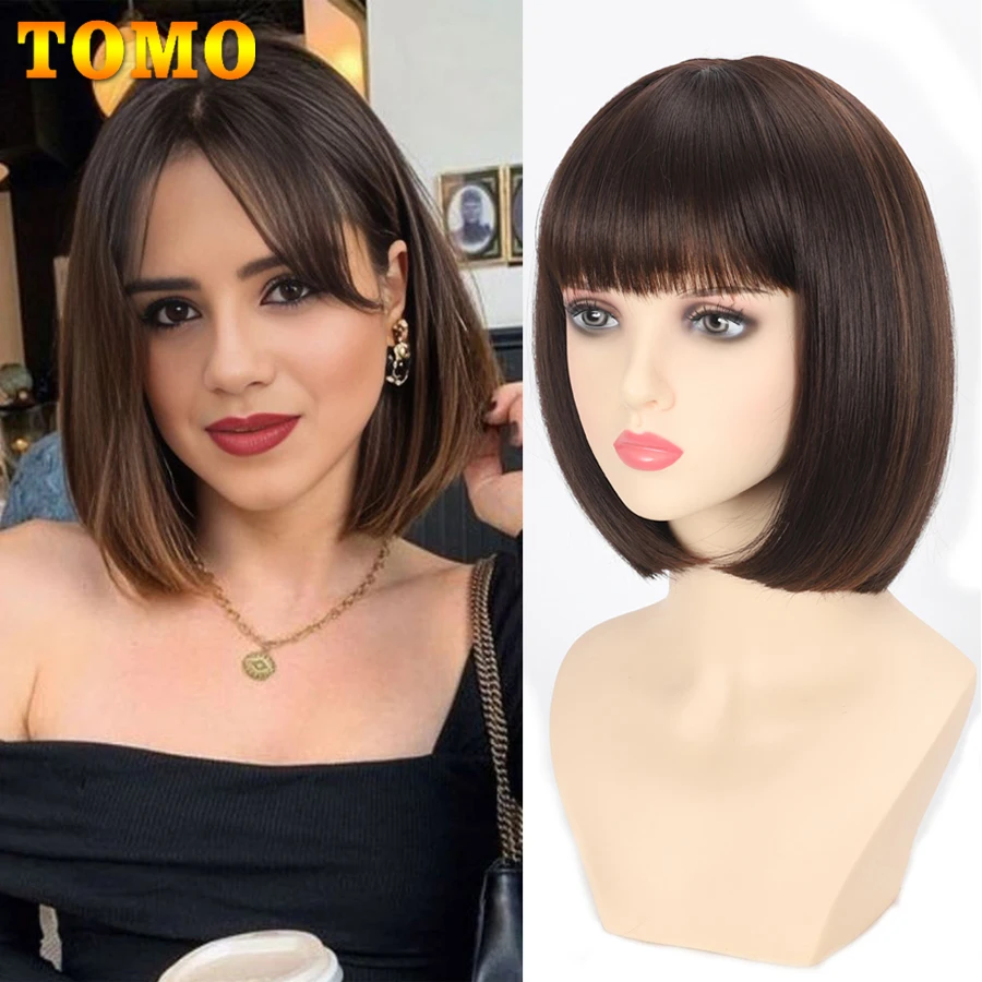 

Женский короткий синтетический парик TOMO, 12 дюймов, с эффектом омбре, для повседневного использования