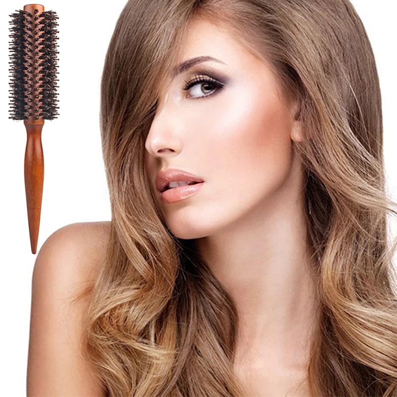 Anti-Static Wood Boar Bristle Round Styling Brush