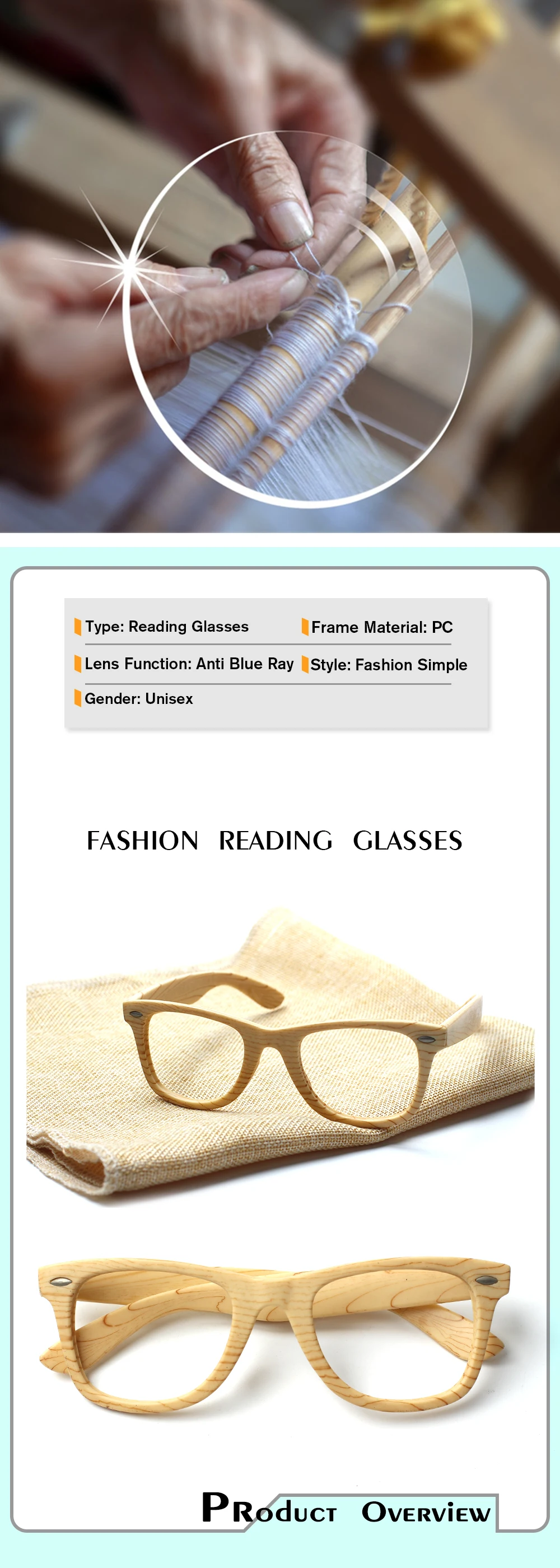 Henotin Holzmaserung, dekorative Lesebrille für Herren und Damen, HD-Federscharnierbrille, Dioptrien 0–600 – Detail 1