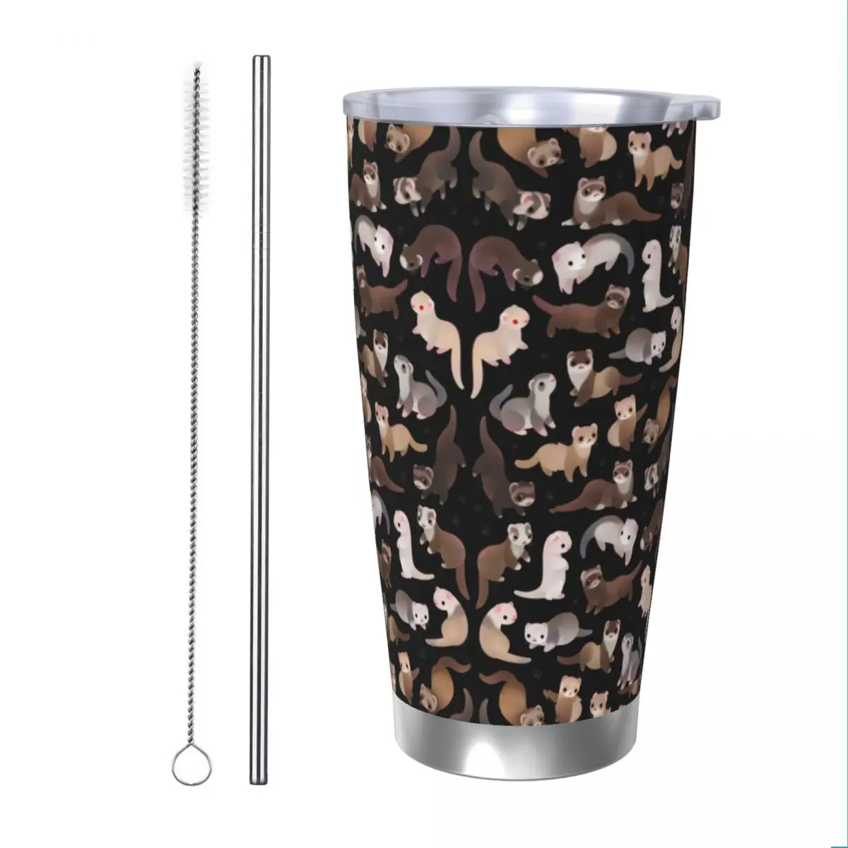 

Термокружка с крышкой Ferret Dark Cryptid в виде животного, Термокружка из нержавеющей стали с двойными стенками, термокружки для бутылок, 20 унций