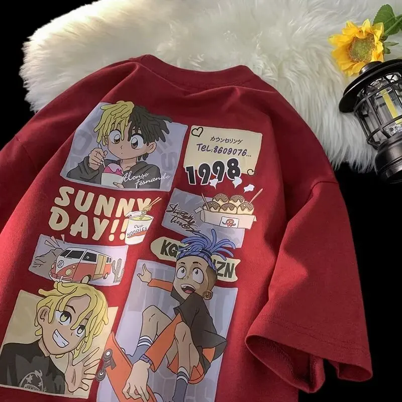 

Cartoon short sleeve MEN'S summer fashion T shirt plus size menswear clothing boys loose tee tops