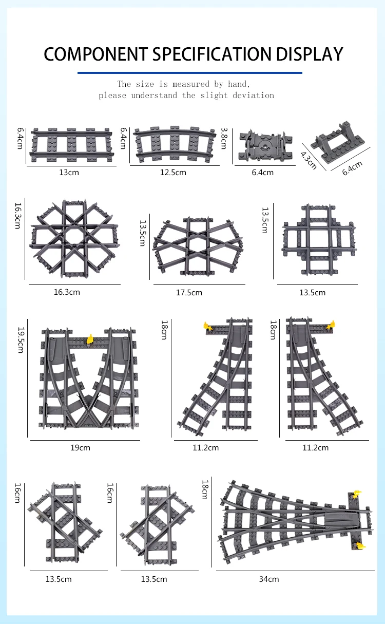 MOC Stadt Zug Rail Crossing Tracks Set Stud Lücke Triple Schalter Ziegel Bausteine Technische Erleuchten Spielzeug für kinder – Detail 6