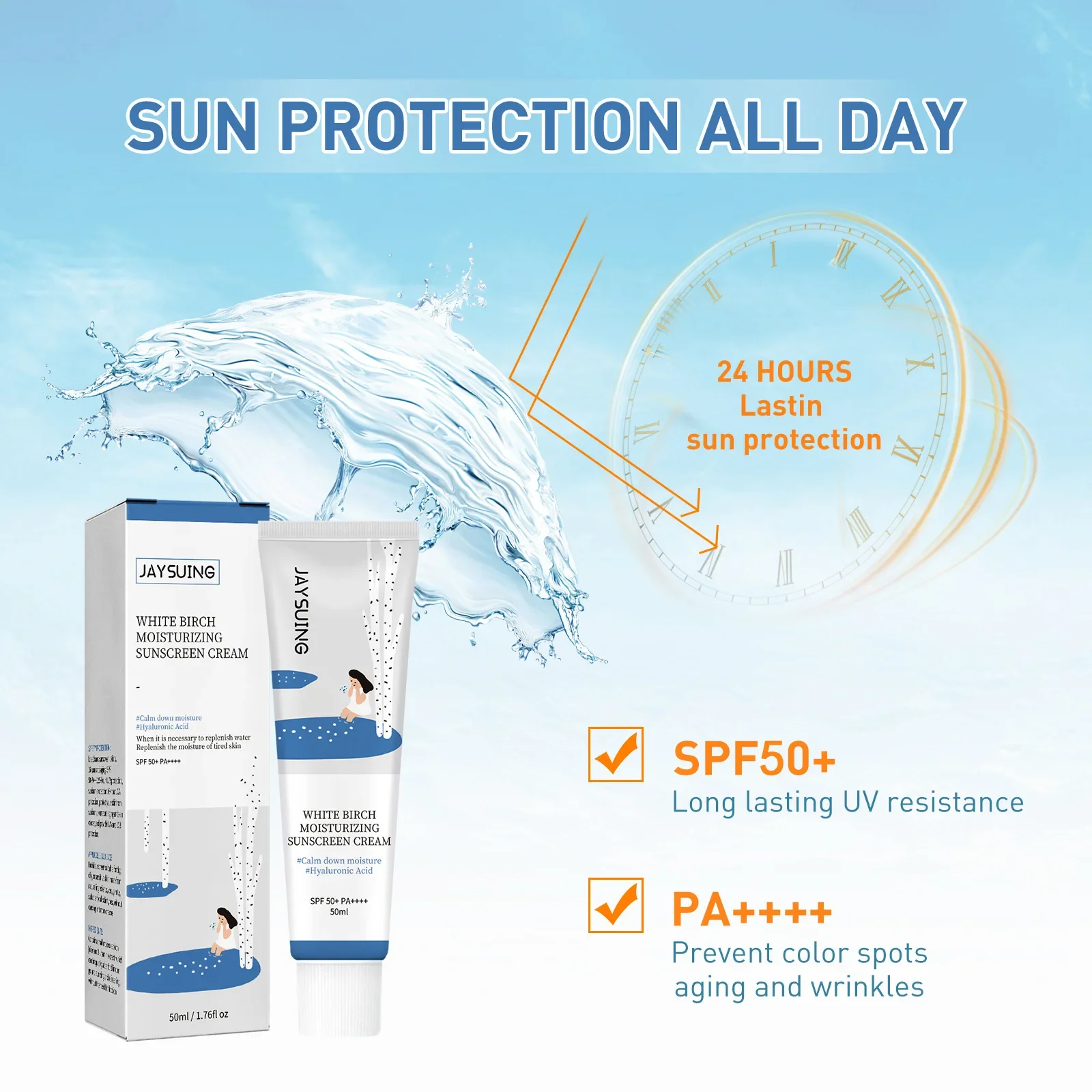 50ml facial sunscreen PF50+ PA++++ sunscreen birch juice moisturizing skin care effective UV protection Korean sunscreen 2