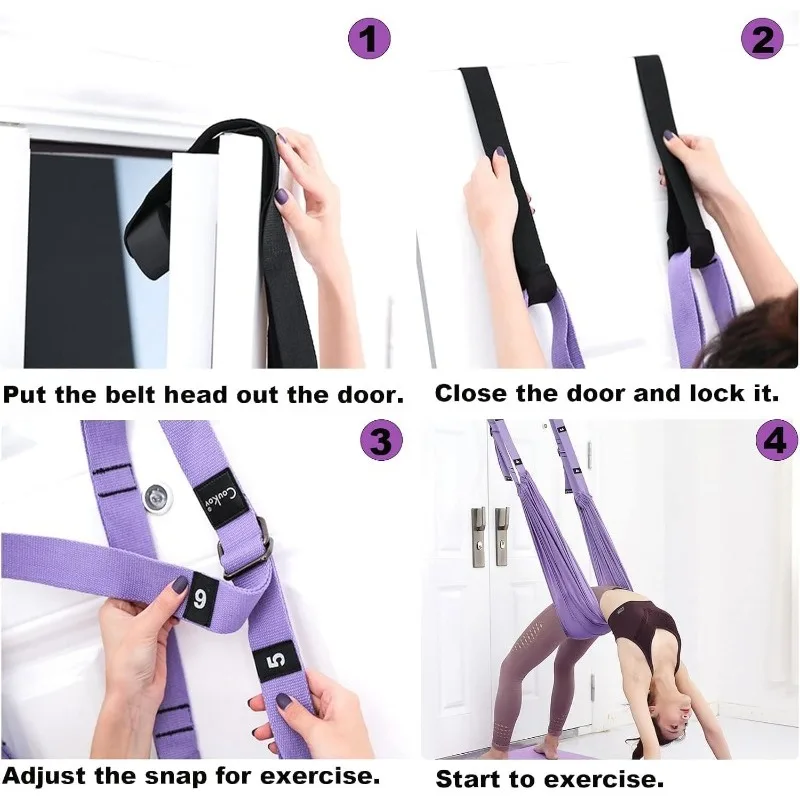 Adjustable Aerial Yoga Hammock with Door Anchor for Home Gym and Flexibility Training