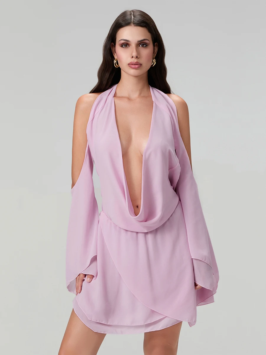 open lace back dress Arista Off-Shoulder Ruched Mini Dress Black