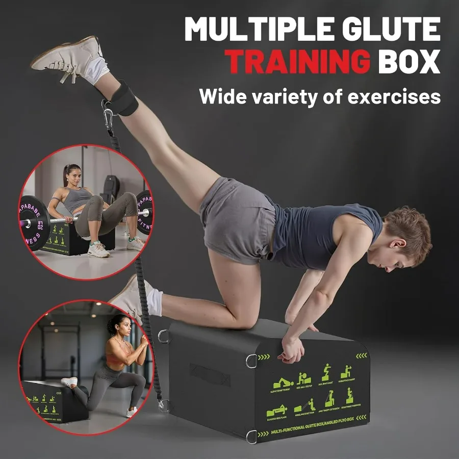 Hip Thrust Bench, Glute Box for Hip Strength, Multi-Functional Angled Glute Box with Anti-Slip Tread, Hip Thrust Machine at Home