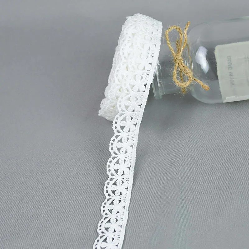 5Yards/lot White Cotton Embroidered Lace Trim Ribbons Fabric DIY Sewing Handmade Craft Materials Garment Clothes Accessories